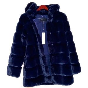 SOLD NWT BCBG maxazria faux fur coat blue jacket